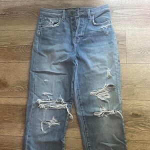 Veronica Beard Light Blue Distressed Boyfriend Jeans